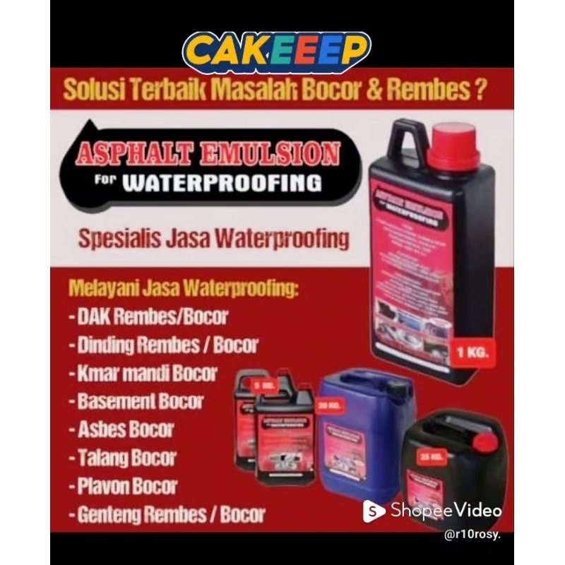 1 Kg,cat,perekat anti bocor dan rembes Aspal Cair, Asphalt Elmusion for Waterproofing.