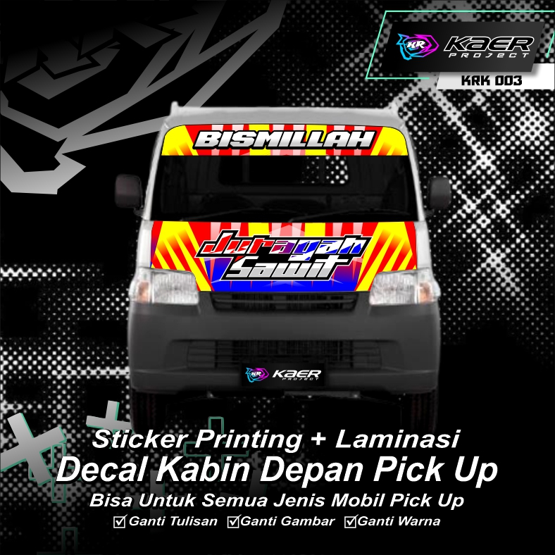 Setiker Sticker Decal Kaca Depan Pick Up JURAGAN SAWIT Sticker Mobil ALL Pick Up Bisa Request Ganti 
