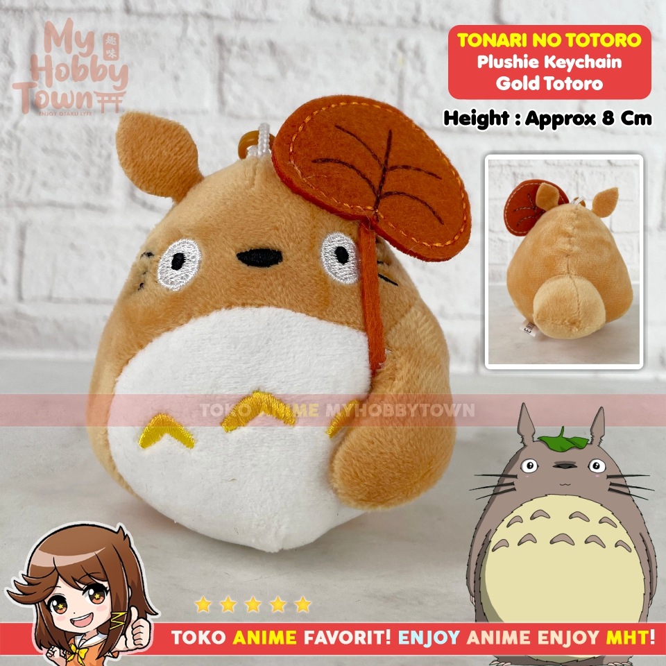 Gantungan Kunci Boneka Anime Tonari No Totoro Brown Gold Totoro Leaf Plush Doll