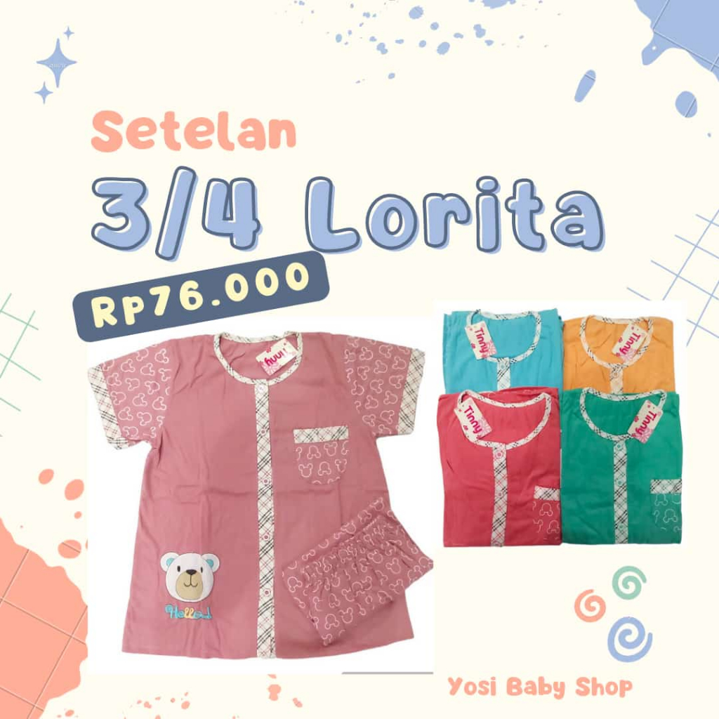SETELAN 3/4 LORITA FREE SIZE/ SETELAN PENDEK BABYDOLL LORITA FREE SIZE