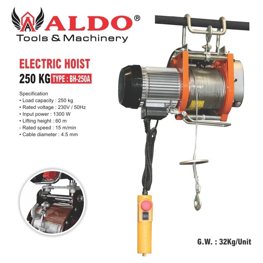 ELEKTRIK HOIST / KATROL ELEKTRIK 250 KG BH-250A MERK ALDO