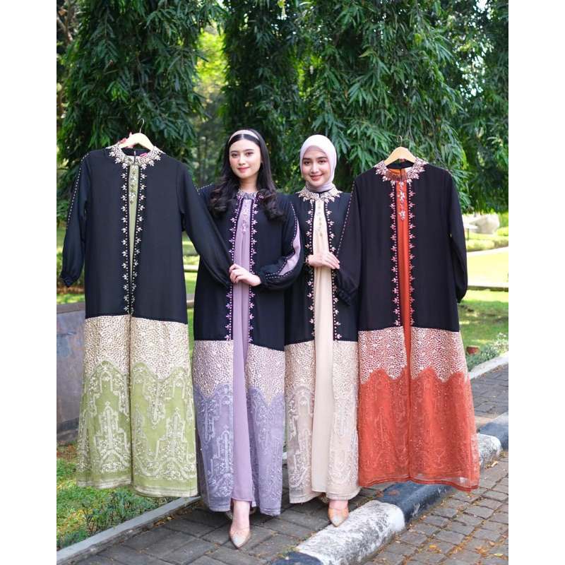 RALINE Dress - Fashion Muslim - Baju Pesta Brukat Mewah - Baju Kondangan Wanita Kekinian - Gamis Pes
