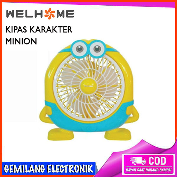 Kipas Angin Karakter Minion WELHOME 10 inch WH 180M