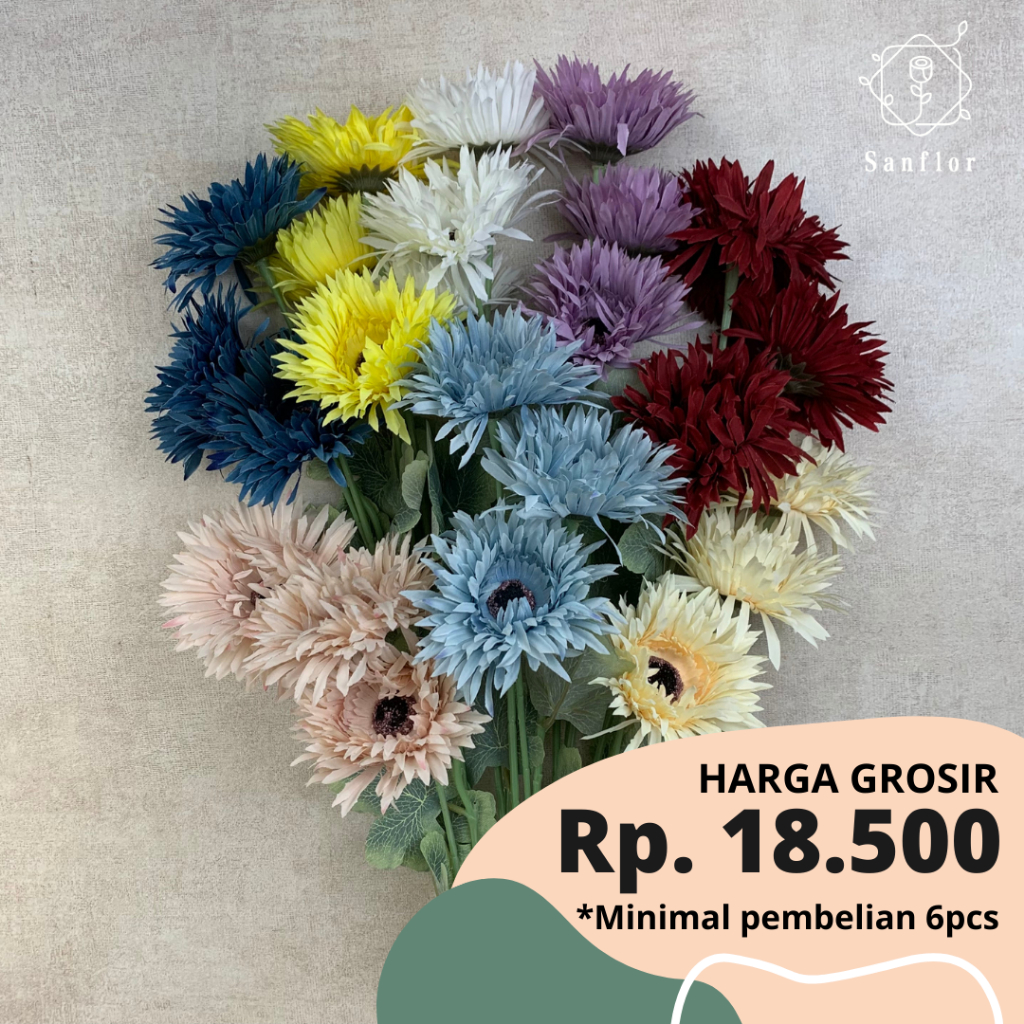 GERBERA DAISY K3/ BUNGA ARTIFICIAL/ TANAMAN HIAS PLASTIK/ HIASAN PELAMINAN/ DEKORASI PERNIKAHAN