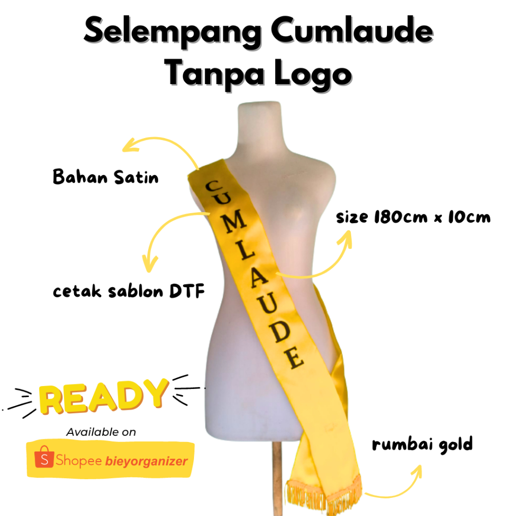 SELEMPANG WISUDA CUMLAUDE SATIN TANPA LOGO