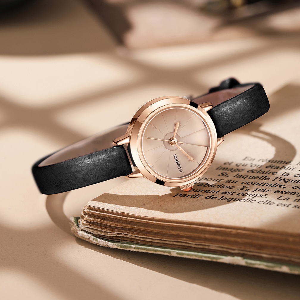 REBIRTH Jam Tangan Wanita Korea Anti Air Panggilan Mini Antik Kasual Tali Kulit Jam Tangan Cewek Original-8