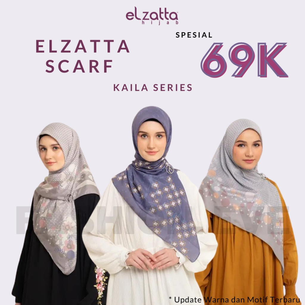 ELZATTA HIJAB JILBAB SEGI EMPAT MOTIF PREMIUM SCRAF MOTIF TERBARU 69 K DISKON