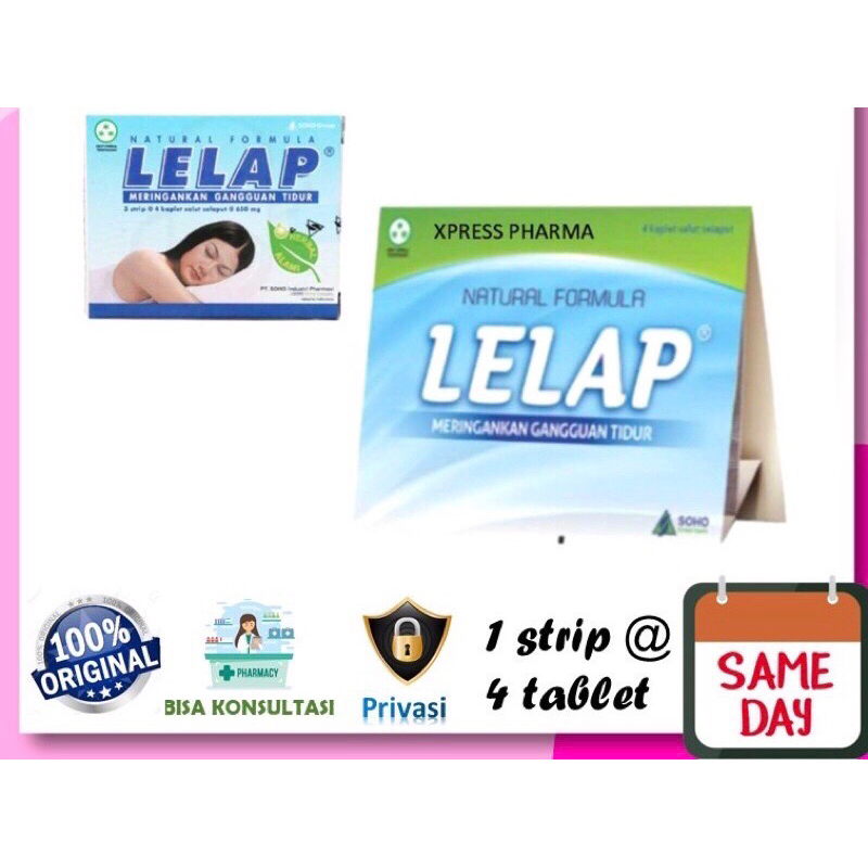 Lelap strip isi 4 tablet / obat tidur herbal/obat lelap susah tidur