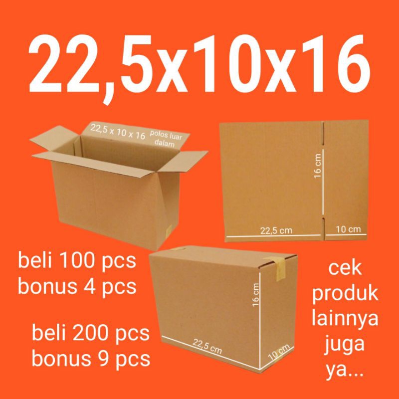 

Kardus karton box packing polos ukuran 22x10x16