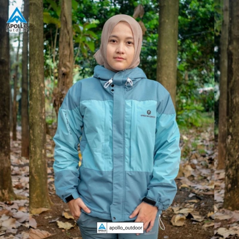 GREENFOREST JAKET FLORES ORIGINAL WATERPROOF WINDPROOF UNISEXS WANITA PRIA MULTIFUNGSI POLAR GUNUNG HIKING RIDING