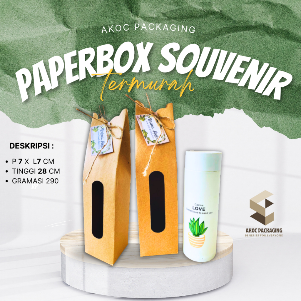 

paperbox souvenir pernikahan botol, tumbler, kaktus, payung, handuk, termos 7x7x28