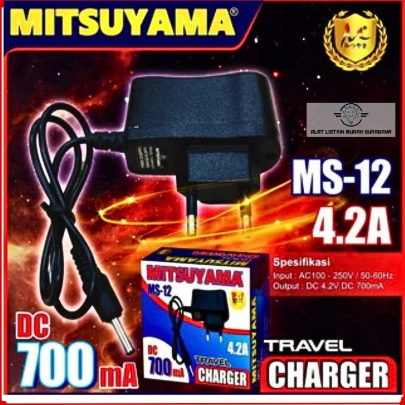 ADAPTOR Charger Senter Kepala Travel Adapter DC 700mA Mitsuyama MS-12