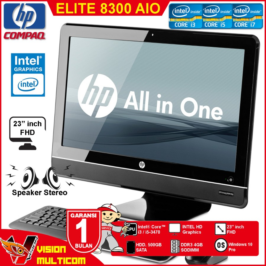 PC All In One HP ELITE 8300 Core i5 / i7-3770 | 4GB/500GB | 23" Touch