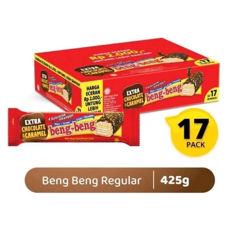 

Beng beng extra chocolate caramel 25gr 1 Box isi 17 pcs