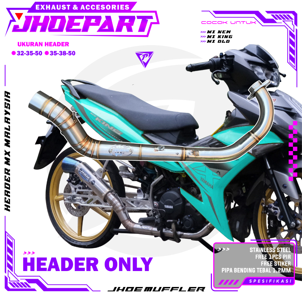 HEADER ONLY Leher KNALPOT MX KING MX NEW MX OLD Type Malaysia Style Original Jhoe Muffler