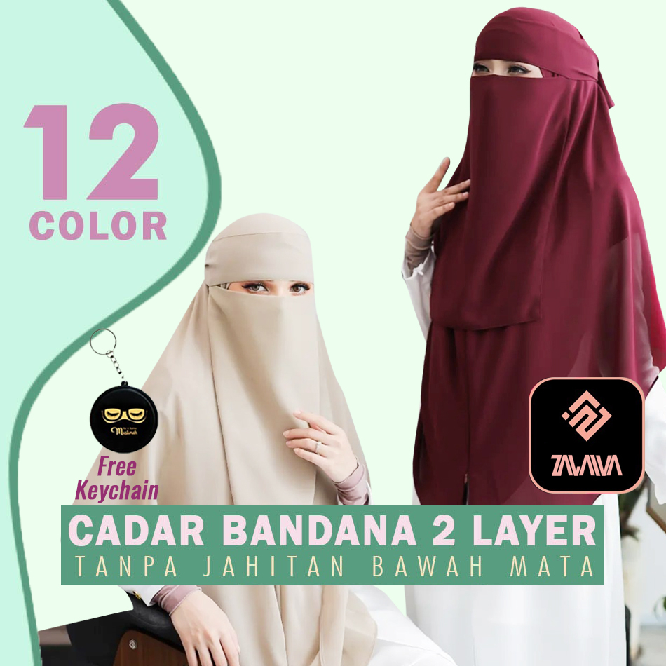 Cadar Bandana 2 Layer Niqab Tanpa Jahitan Depan Hidung Nikab Warna Banyak