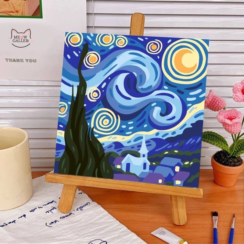 Paint By Numbers 20x20cm - Starry Night - Painting KIT DIY
