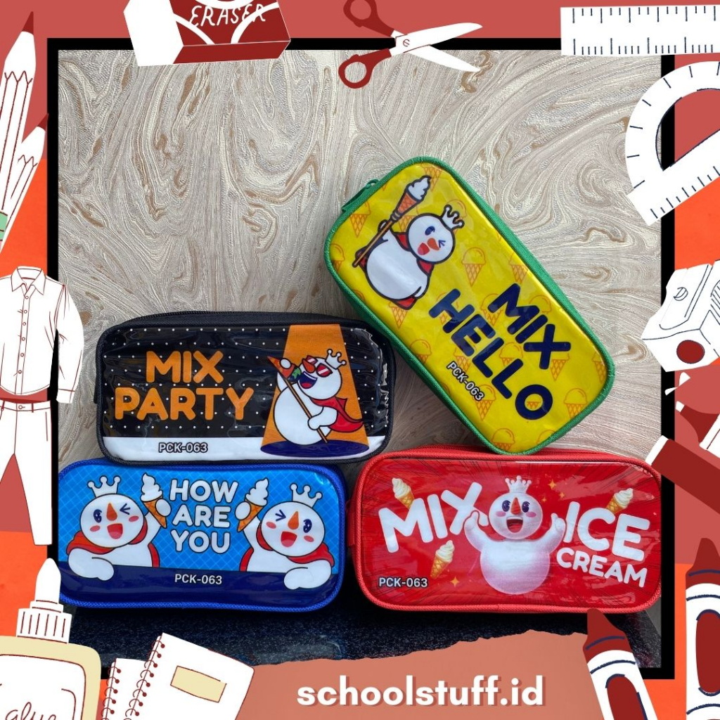 

Tempat Kotak Pensil Sekolah Mixue eskrim Ice Cream Lucu Unik SD Beragam Warna