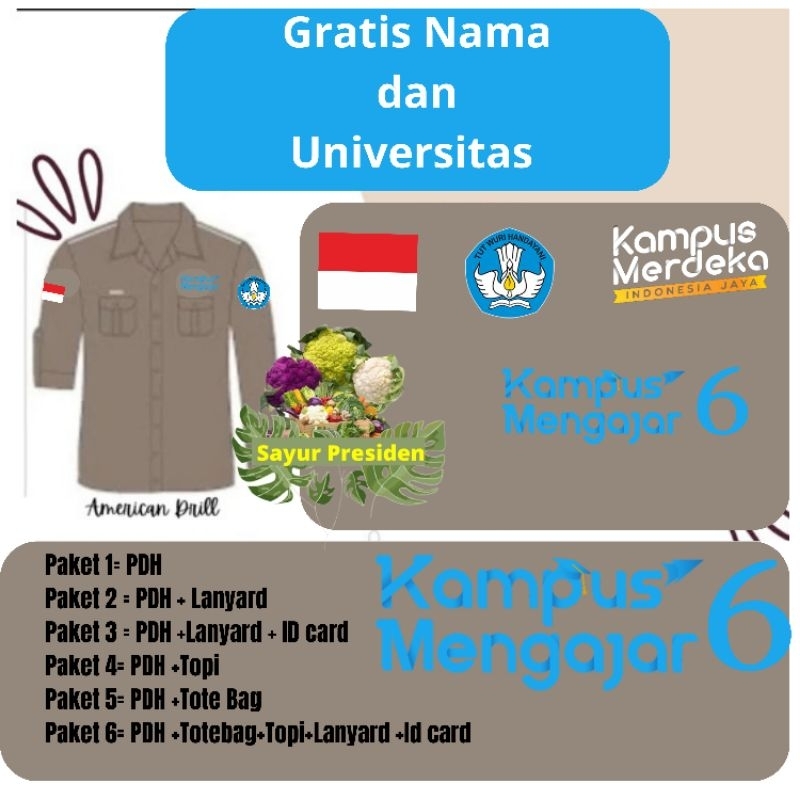 Seragam Kemeja PDH Kampus Mengajar Angkatan 6 tahun 2023
