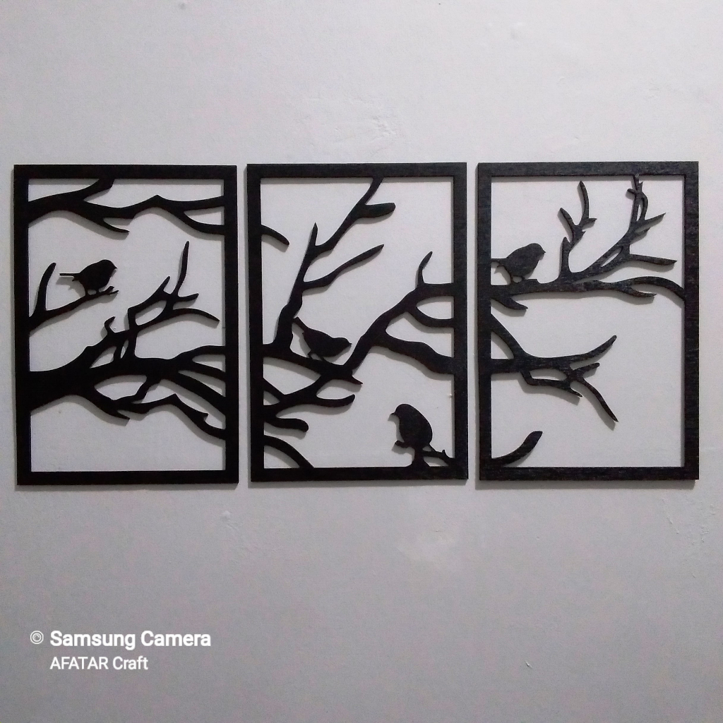 Hiasan Dinding 3D Burung Ranting | Hiasan Dinding Kayu