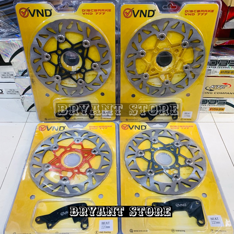 PIRINGAN CAKRAM DEPAN VND ORIGINAL 220MM 777 FLOATING ORIGINAL BEAT SCOOPY VARIO 110 VARIO 125 VARIO 150 VARIO 160 FAZZIO SPACY FINO DISC DISK BRAKE 220 MM VARIO110 VARIO125 VARIO150 VARIO160 LUBANG BAUT 4 DISKBRAKE DISCBRAKE