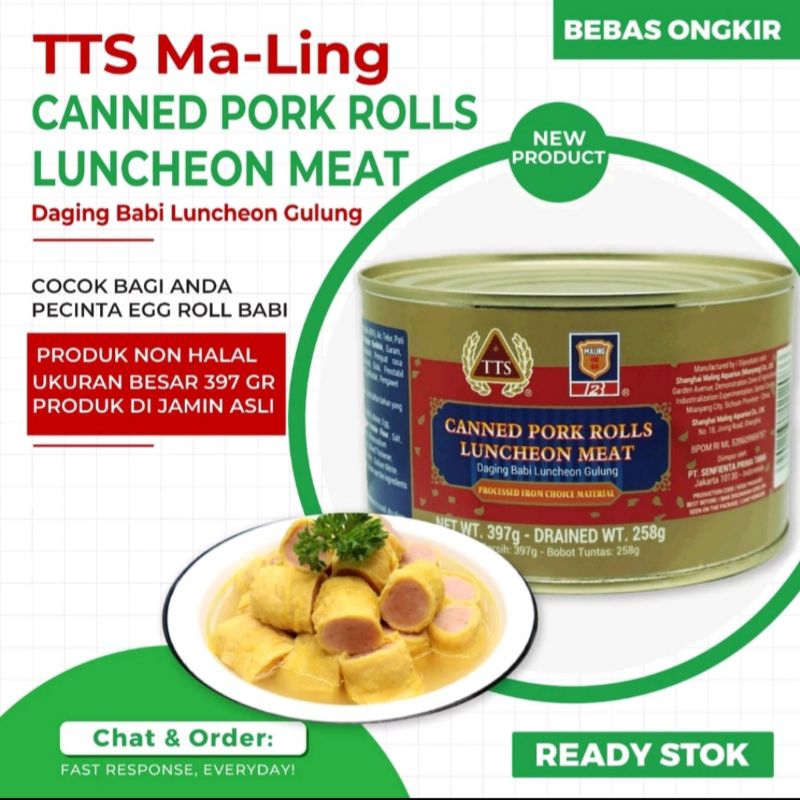 

TTS Canned Pork Rolls Luncheon Meat / Daging Maling Telur Gulung 397gr