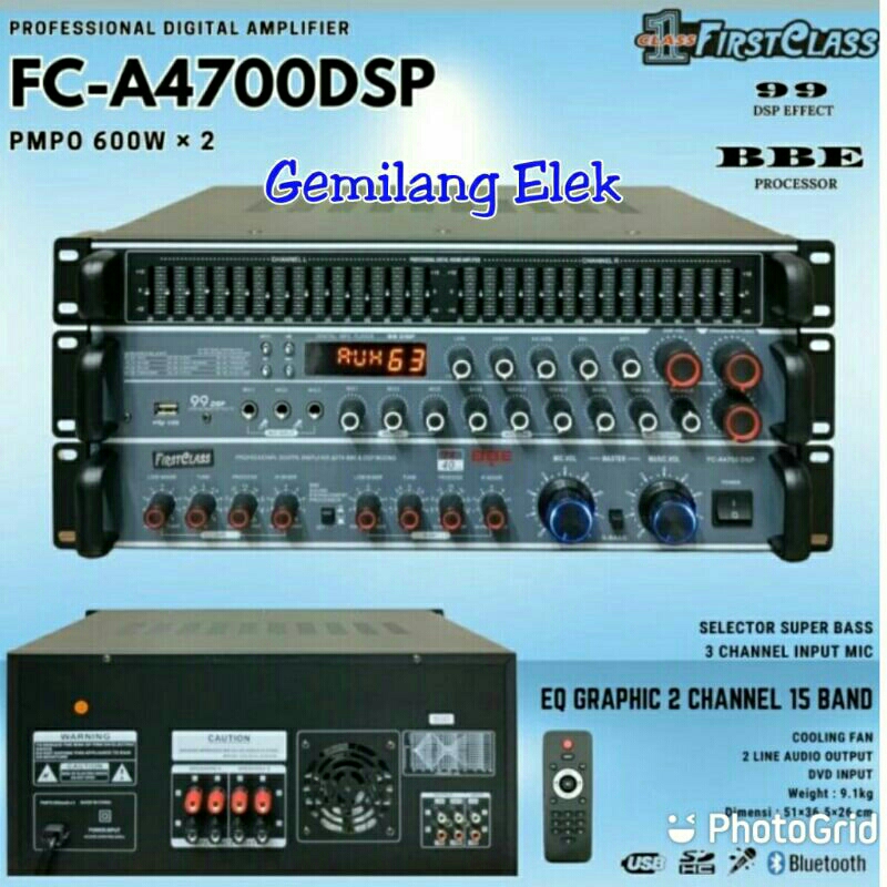 Amplifier Mixer FIRSTCLASS FC A4700DSP effect Vocal 99 DSP Digital BBE