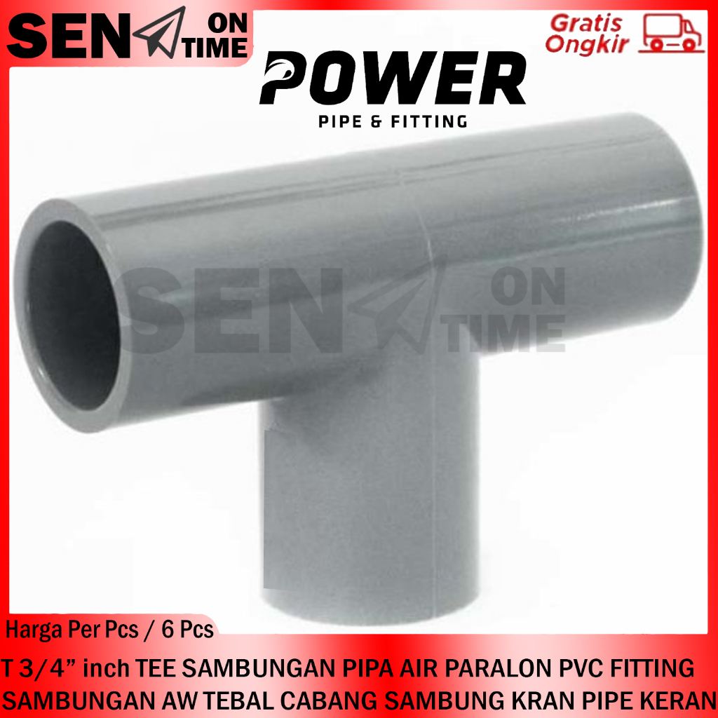 T 3/4 TEE SAMBUNGAN PIPA AIR PARALON UKURAN 3/4" IN INCI INCH INCHI PVC FITTING SAMBUNGAN AW FITING 