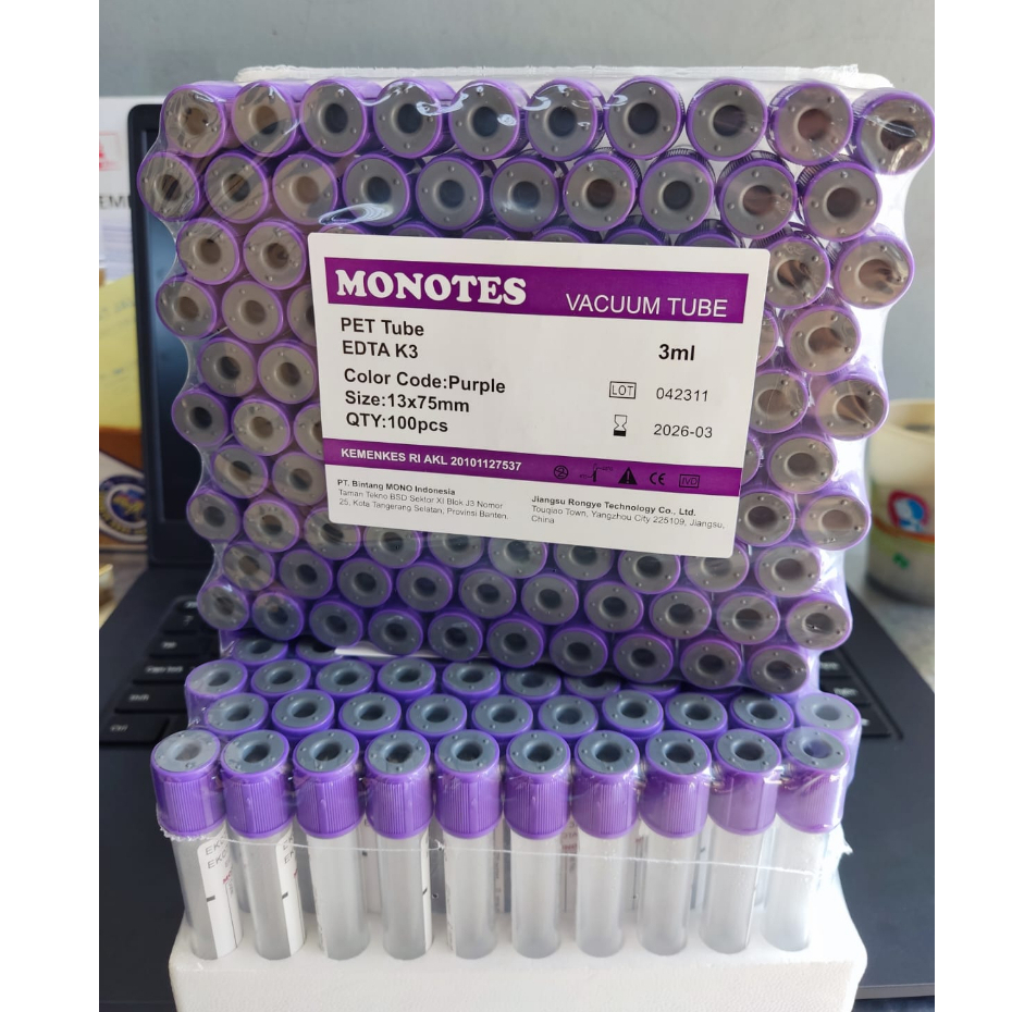 Tabung Edta 3ml monotes pet | edta k3 3ml plastik