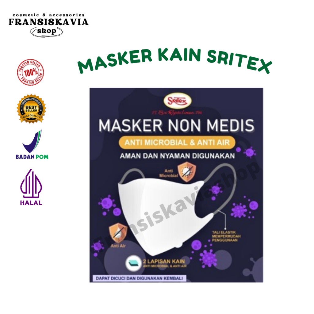 MASKER KAIN SRITEX ANTI MICROBIAL & ANTI AIR PUSAT SOLO