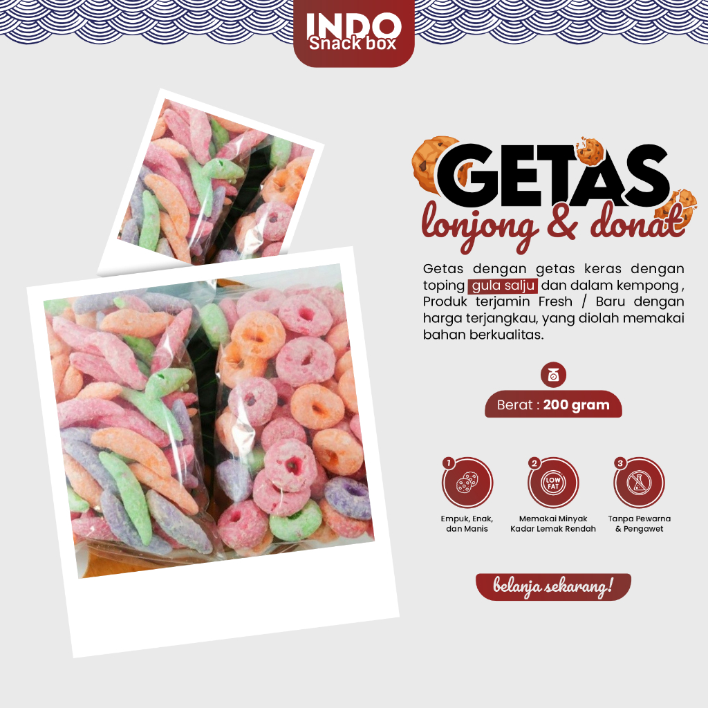 

Getas Manis Donat & Lonjong Warna Warni Kemasan 200 Gr