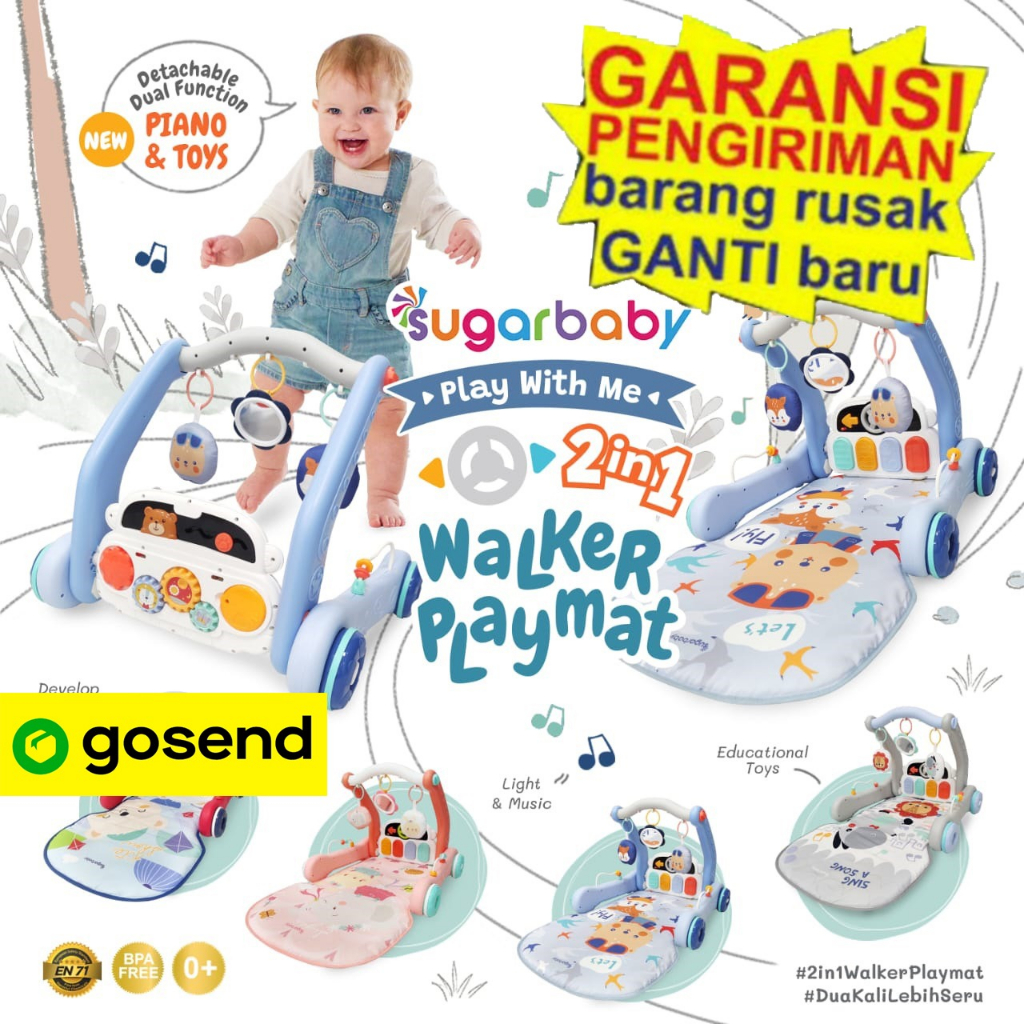 READY BANDUNG Sugarbaby 2in1 Baby Walker & Playmat/Push Walker/Alat Bantu Jalan Anak NEW Sugarbaby P
