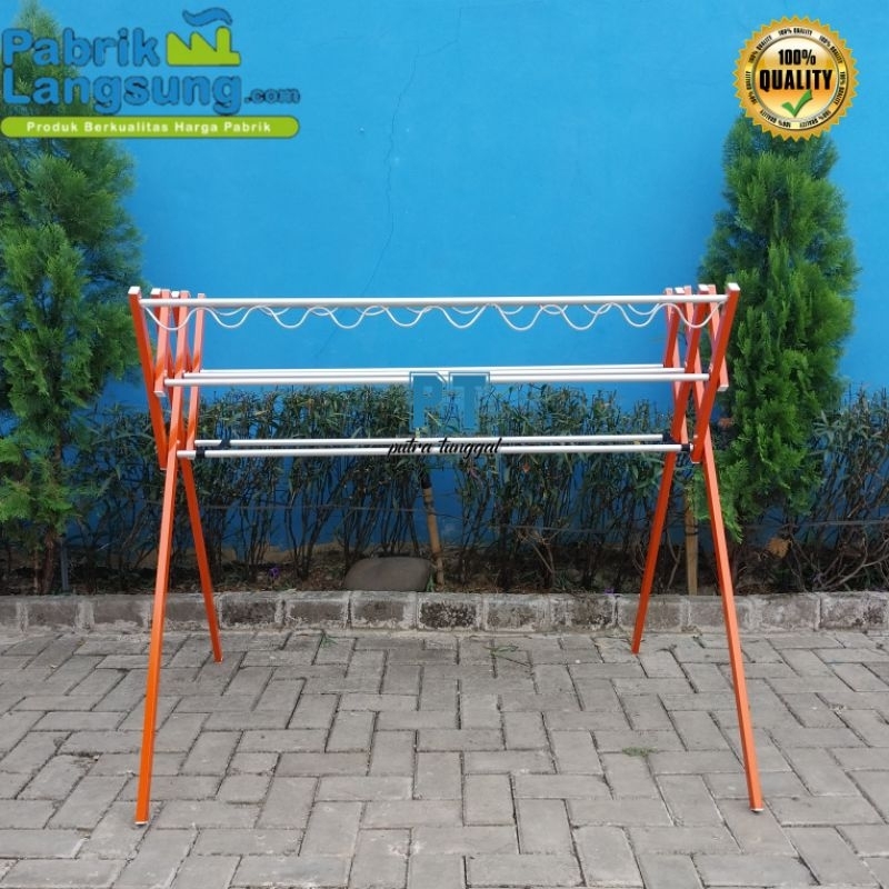 Jemuran baju lipat / Aluminium / handuk warna / champion 120cm