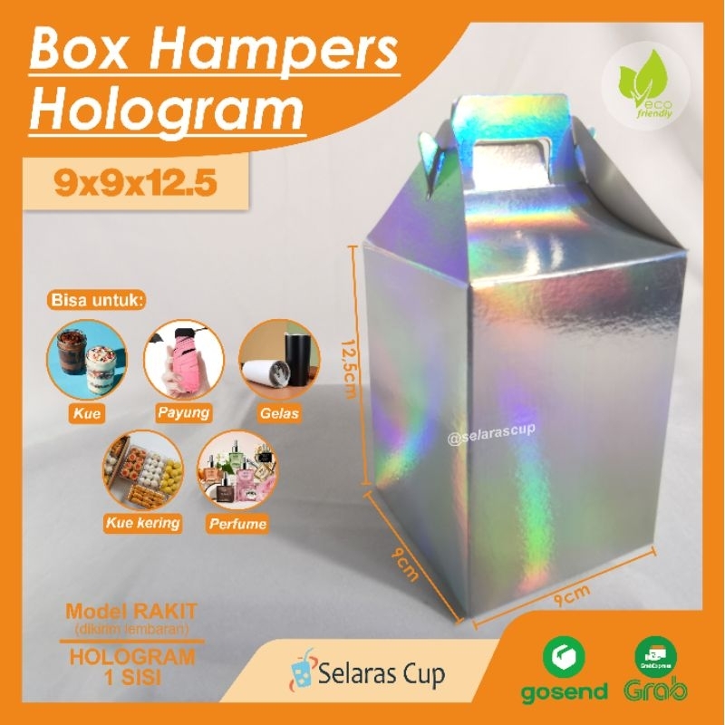 

ISI 10 box hampers hologram polos kecil 9x9x12,5 kotak souvenir murah dus toples hari raya natal imlek