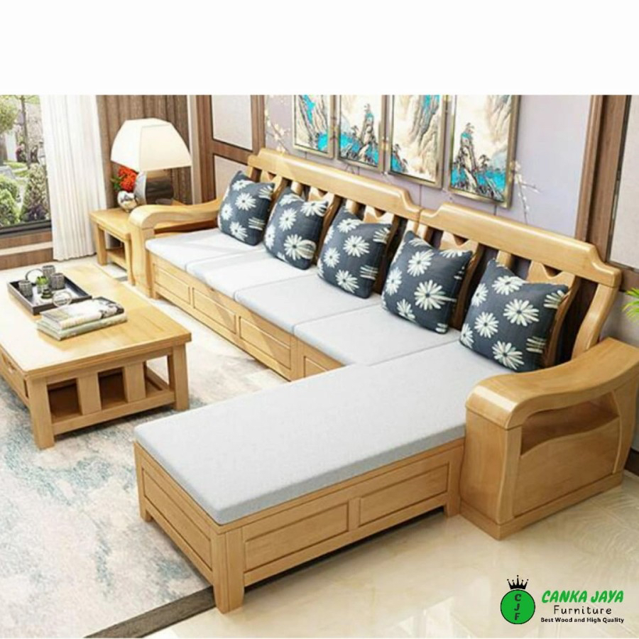 CANKA - Satu Set Kursi Ruang Tamu Minimalis Modern Sudut Sofa Bed