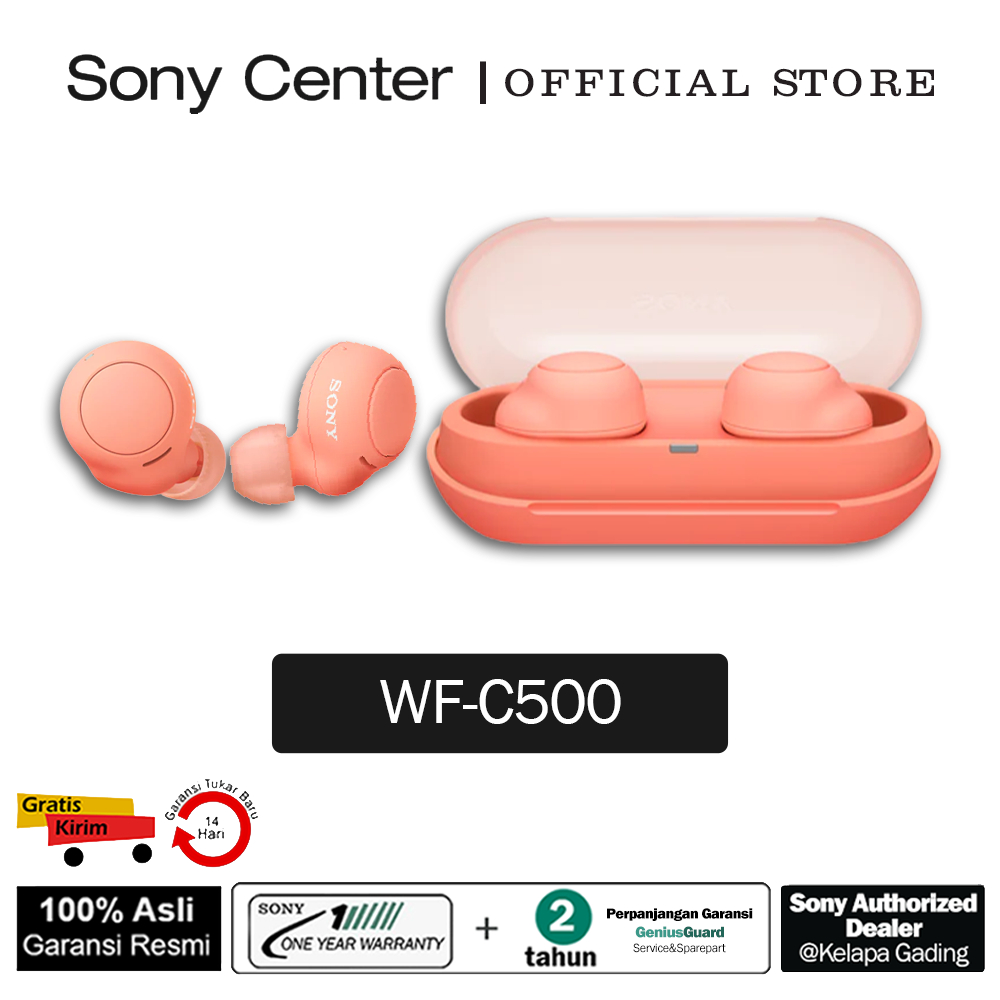 SONY WF-C500 Headphone Nirkabel / WF C500 Truly Wireless Headphones - Orange . Garansi Resmi