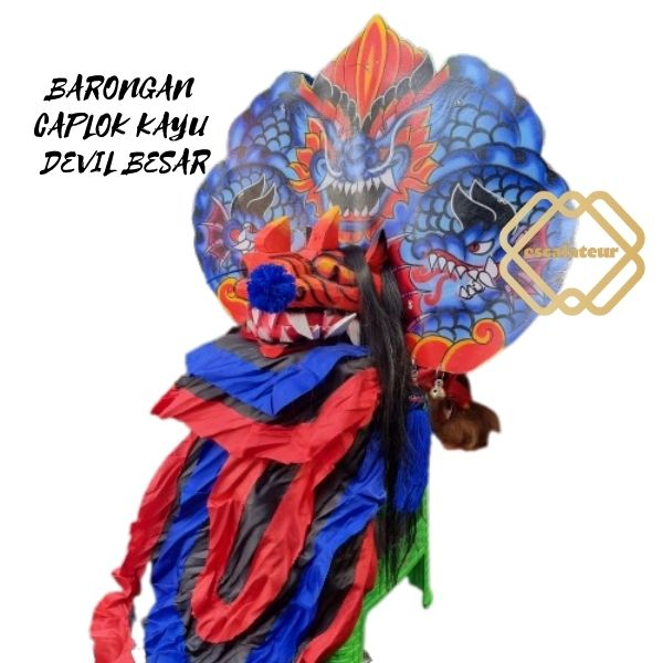 BARONGAN  CAPLOK KAYU  DEVIL BESAR / Barongan Biru Ungu Devil | Barongan Biru Seram BAHAN KAYU | Bar