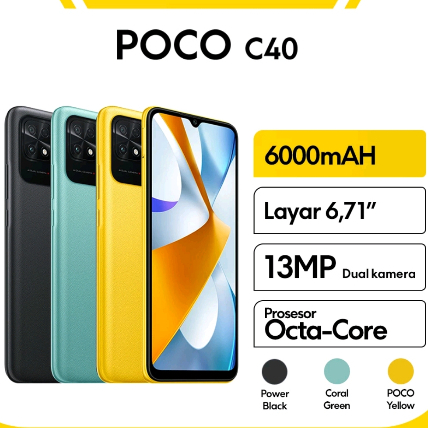 POCO C40 4GB/64GB HITAM Garansi Resmi