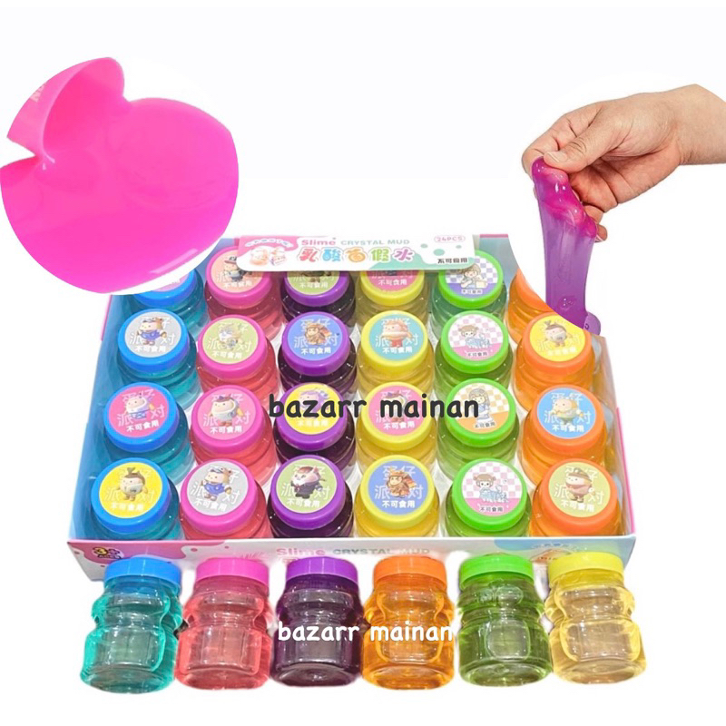 (1PCS) SLIME BARREL BESAR BOTOL YAKULT MAINAN SENSORY ANAK PASTEL BENING WARNA WARNI ANTI LENGKET TA