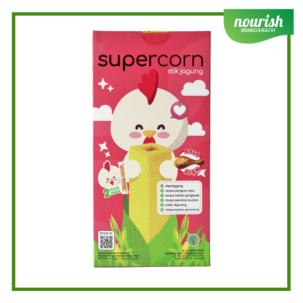 

Supercorn Stik Jagung, Rasa Ayam Non MSG 120g ( 1box )