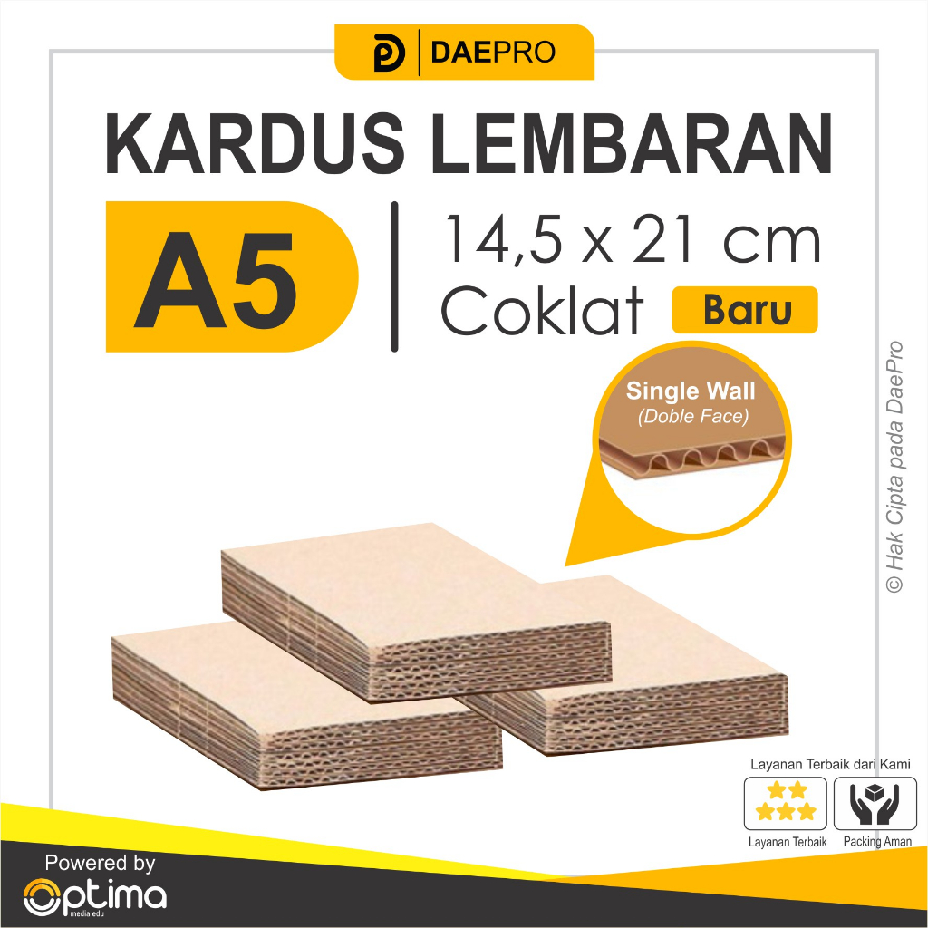 

Kardus Lembaran Baru Ukuran A5 15 x 21 cm