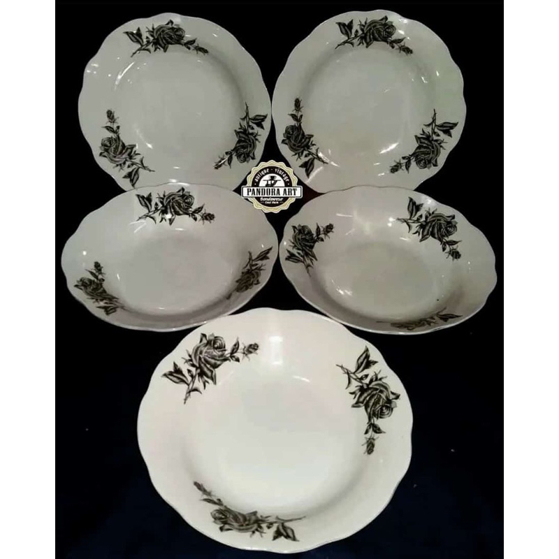 Piring makan JUMBO china lawas mawar hitam