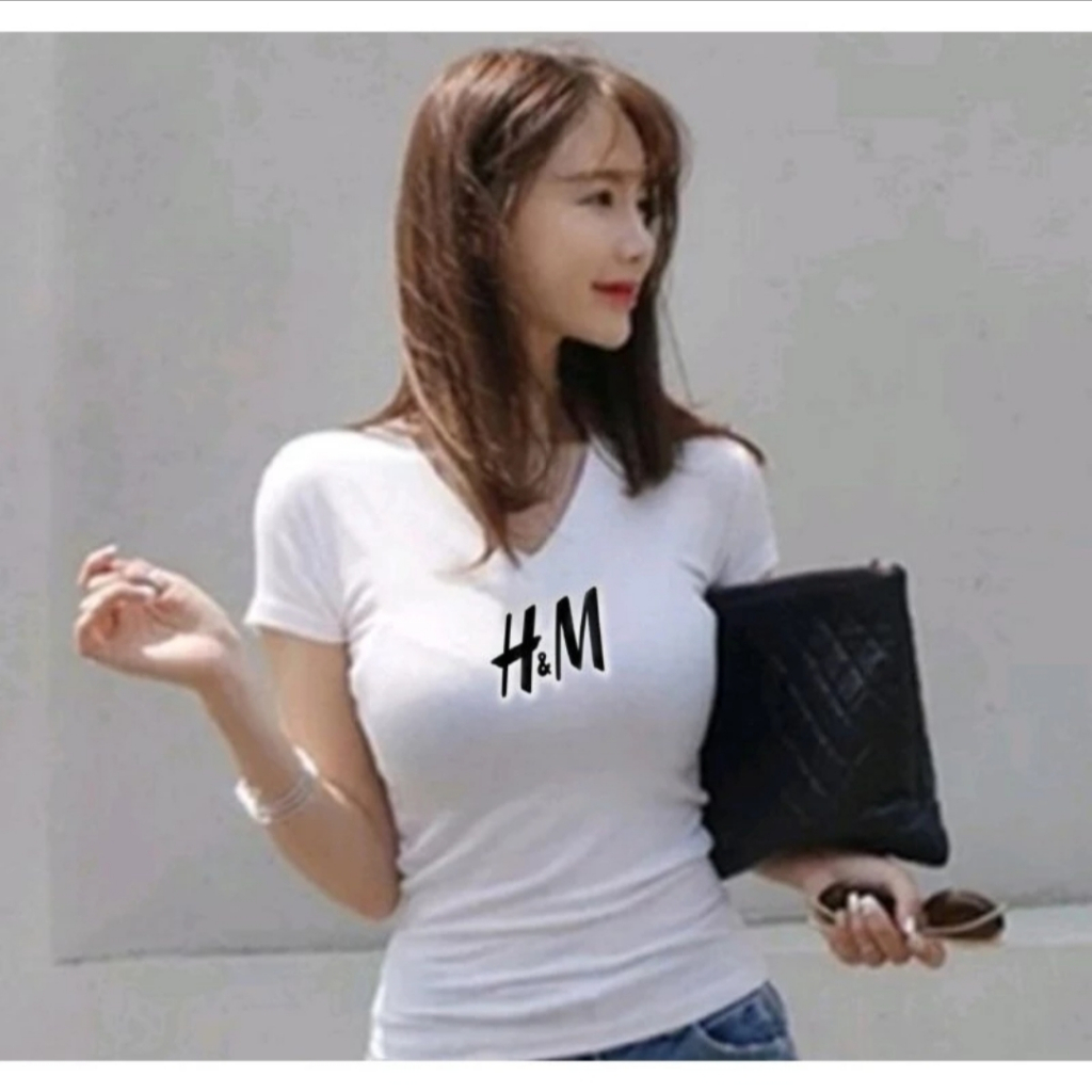 Kaos Wanita Bahan Strech Import Bodyfit Bodycon (U Neck & V Neck)