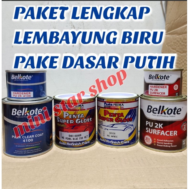 PAKET LENGKAP CAT PENTA SUPER GLOSS LEMBAYUNG BIRU CAT DUCO ,CAT MOBIL,MOTOR