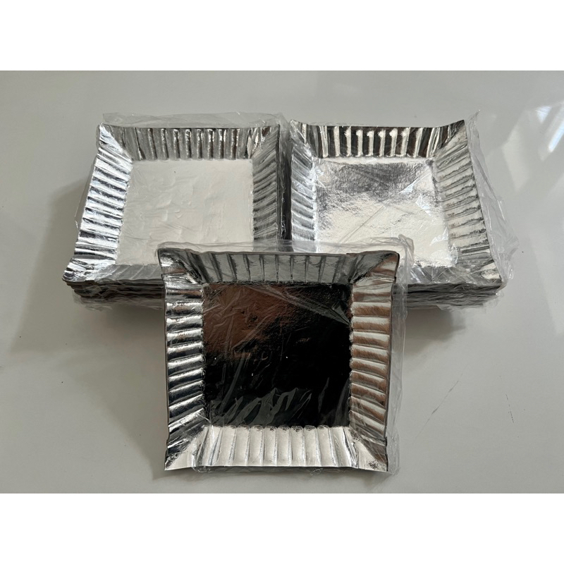 Piring Lepek Kertas Silver / Lemek Kertas / Piring Kue Pesta