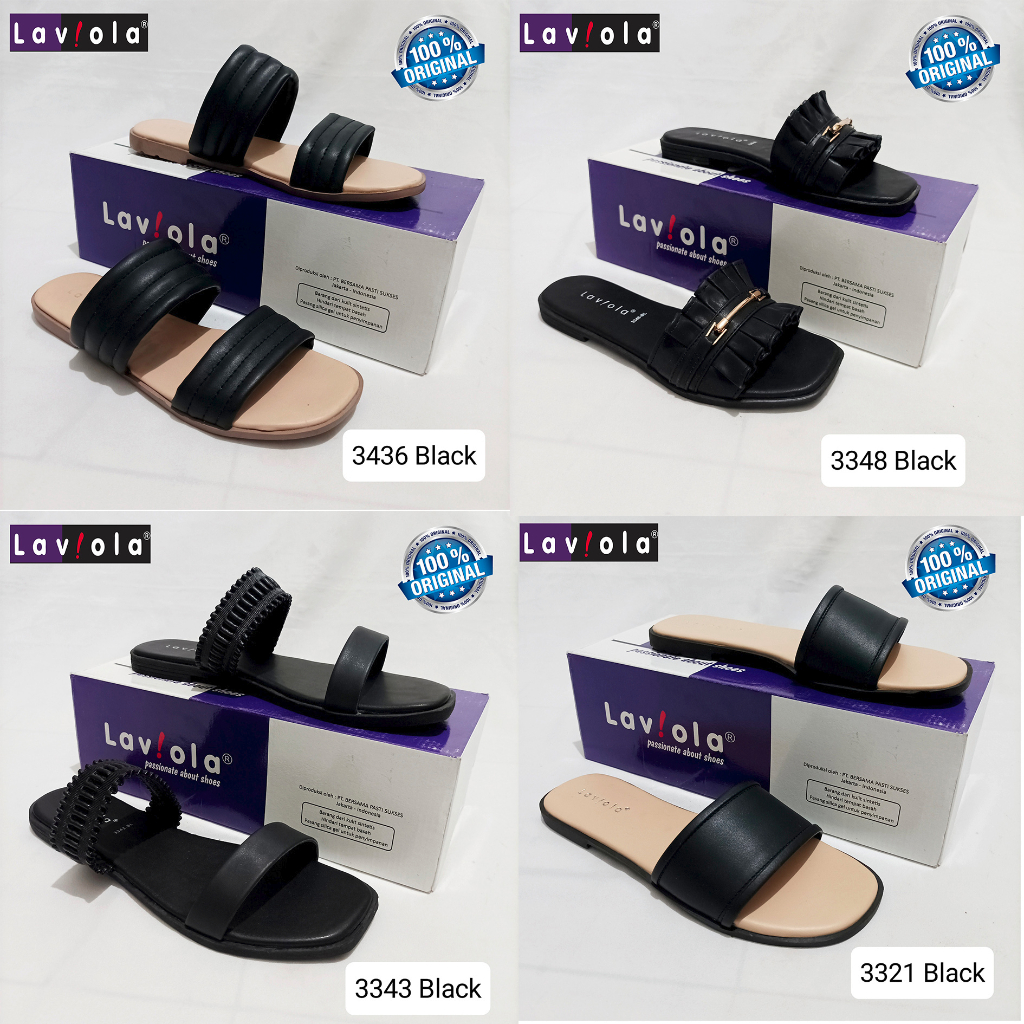 Sandal Selop Wanita LAVIOLA Warna Hitam Murah 100% Asli