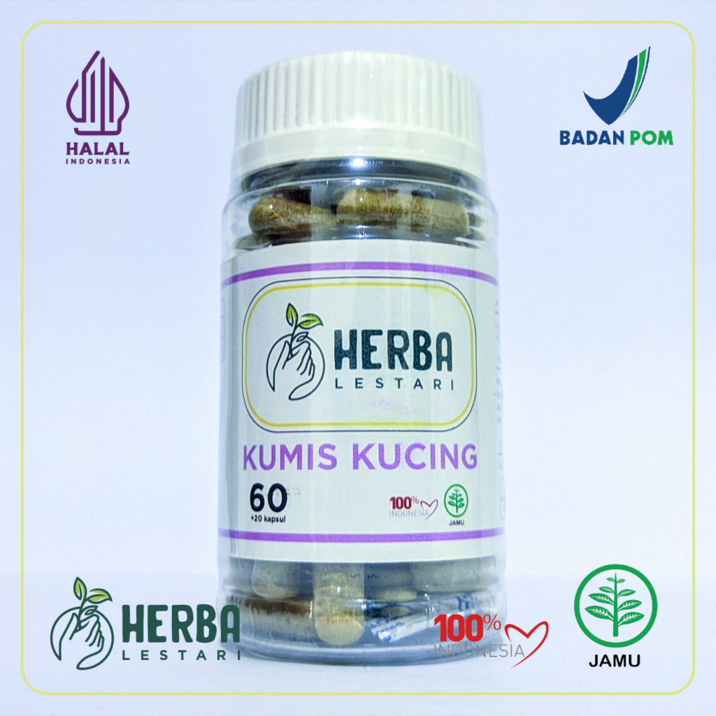 Herba Lestari - Kapsul Kumis Kucing ( Ginjal,Asam Urat,Asma) 60+20Kapsul
