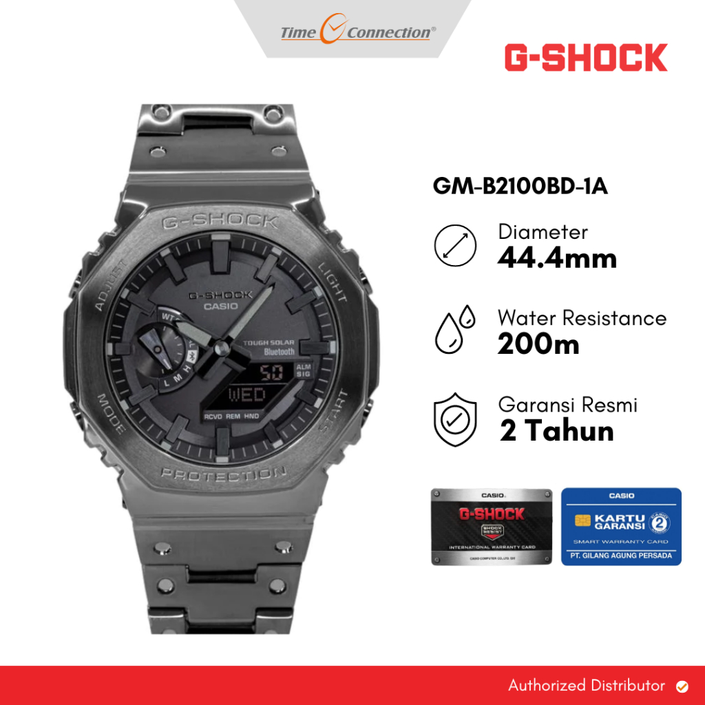 Casio G-SHOCK GM-B2100BD-1A Stainless Steel Original / Jam Tangan Pria Analog Digital Rantai