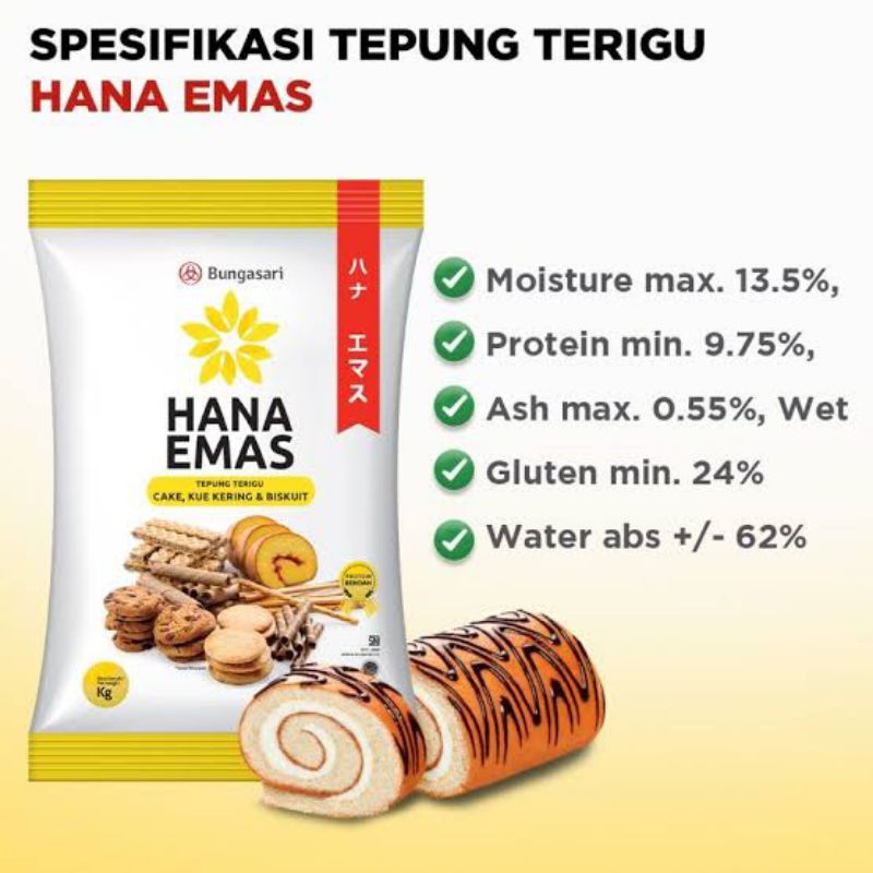 

tepung terigu hana emas 1kg karton