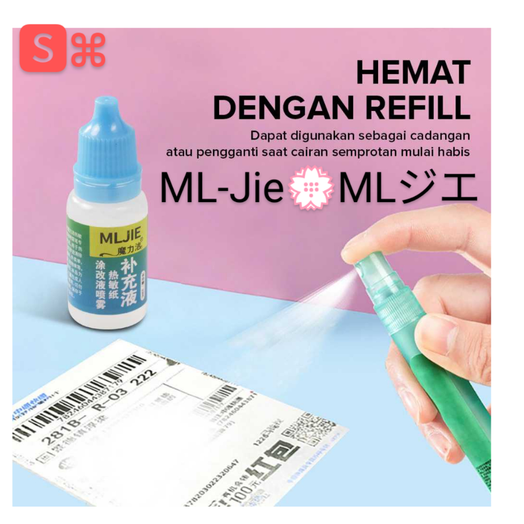 

MLJIE ⌘MLジエ Refill Cairan Penghapus Resi Nota Paket Liquid Spray 10ml